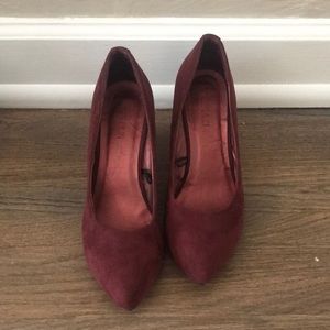 Burgundy suede wedges